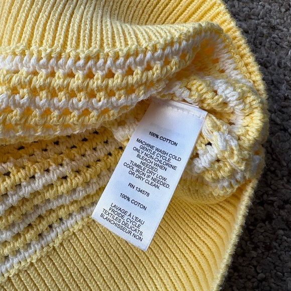 Vineyard Vines Open-Stitch Short Sleeve Polo Sweater Sunny Yellow size XL - Picture 7 of 8